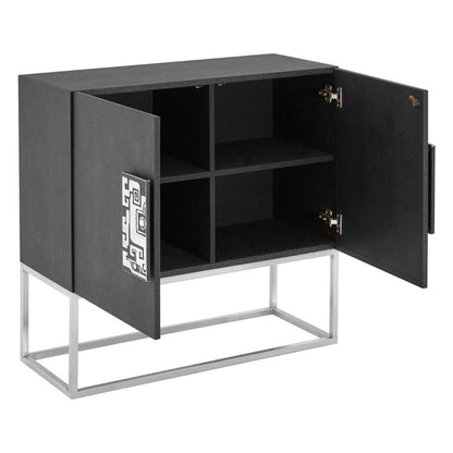 Pacific Black Faux Shark Skin Large Cabinet