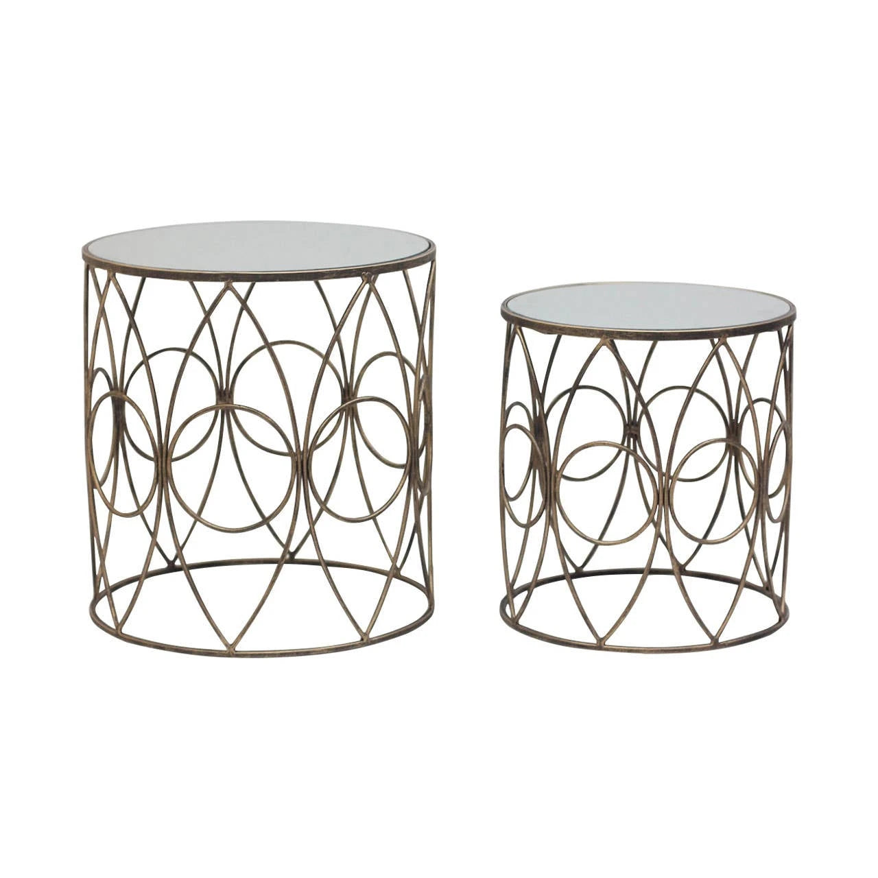 Avantis Set Of Two Antique Finish Frame Round Side Tables
