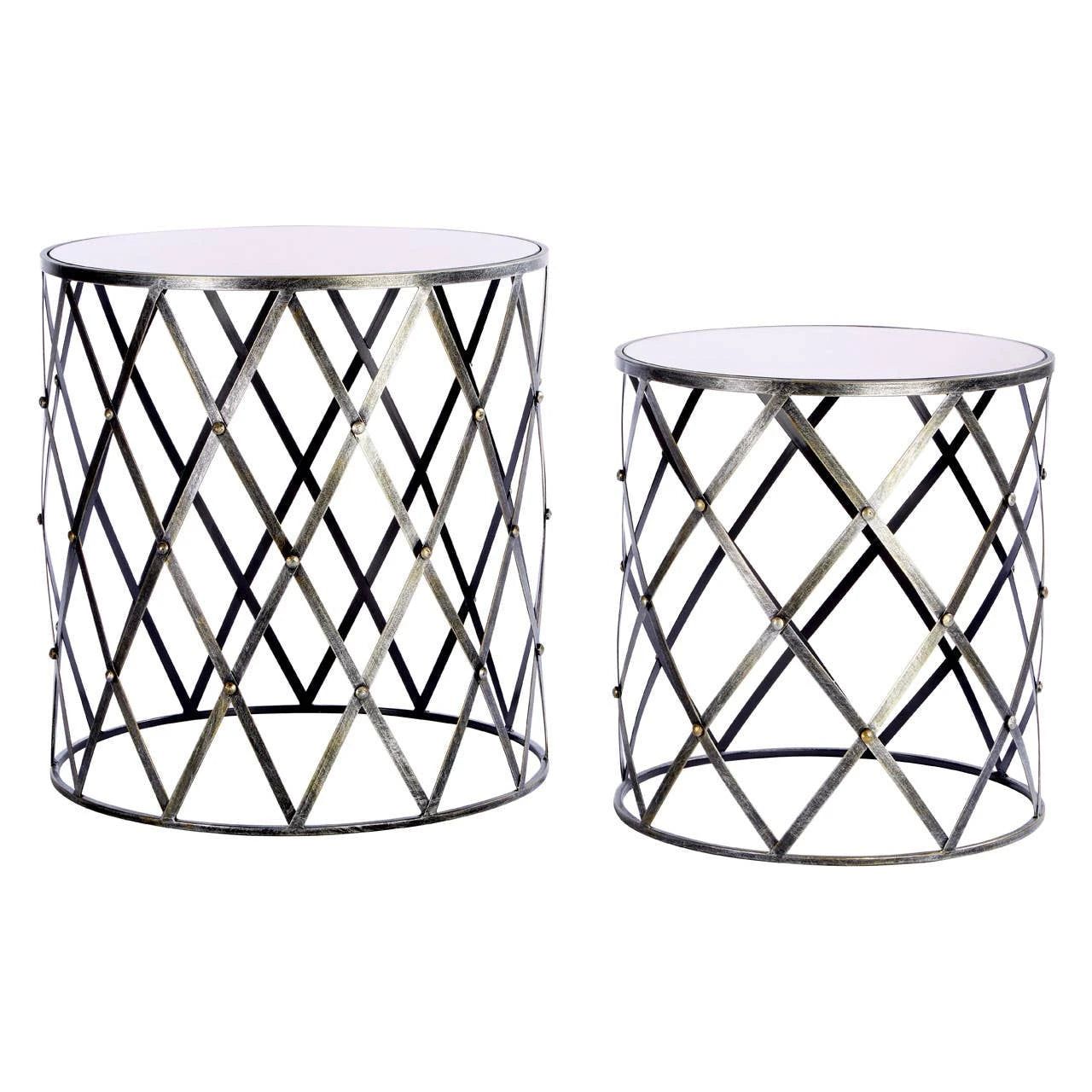 Avantis Set Of Two Diamond Design Silver Tables
