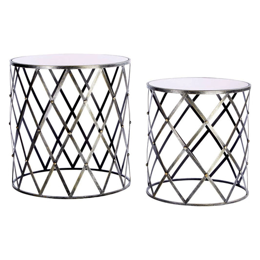 Avantis Set Of Two Diamond Design Silver Tables