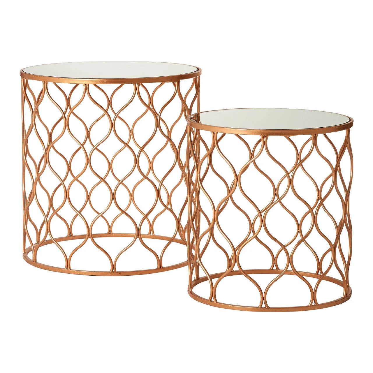 Avantis Set Of Two Mirrored Top Copper Tables