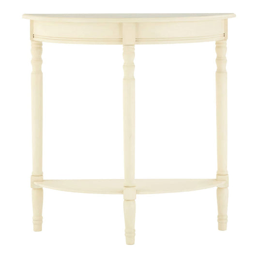Heritage Ivory Pine Wood Half Moon Console Table