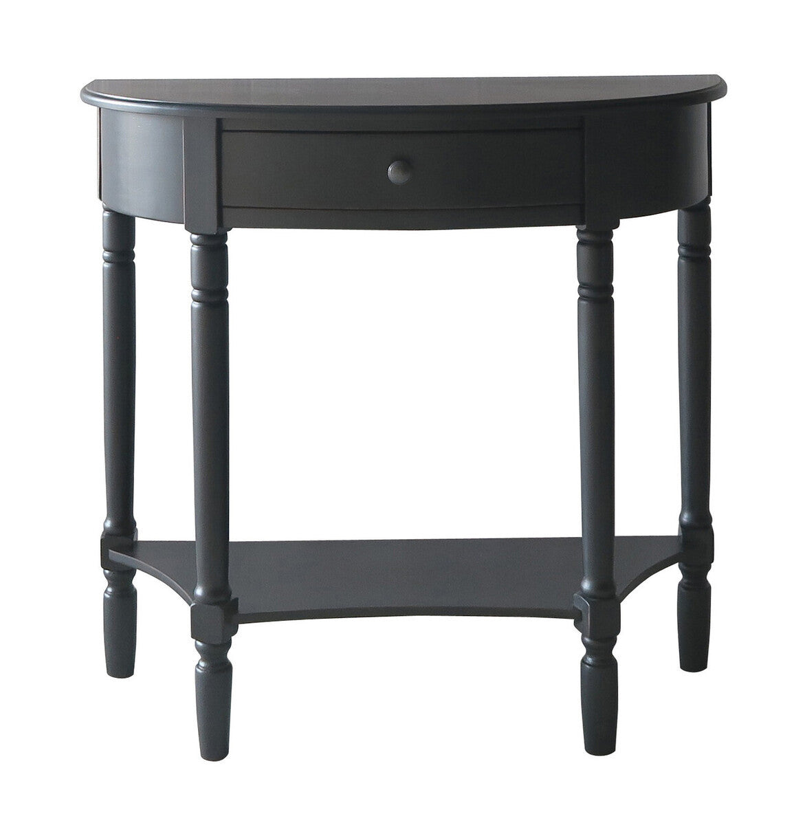 Heritage Half Moon One Drawer Black Console Table