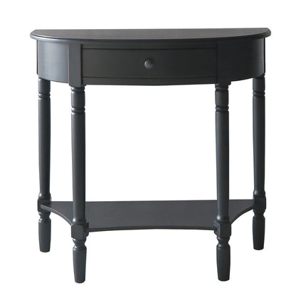 Heritage Half Moon One Drawer Black Console Table