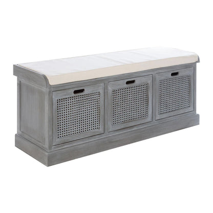 Heritage Three Drawer Slate Grey Storage Bench