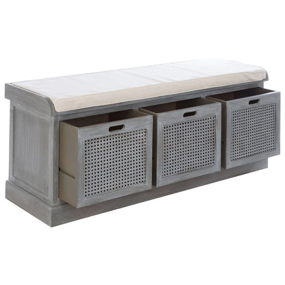 Heritage Three Drawer Slate Grey Storage Bench