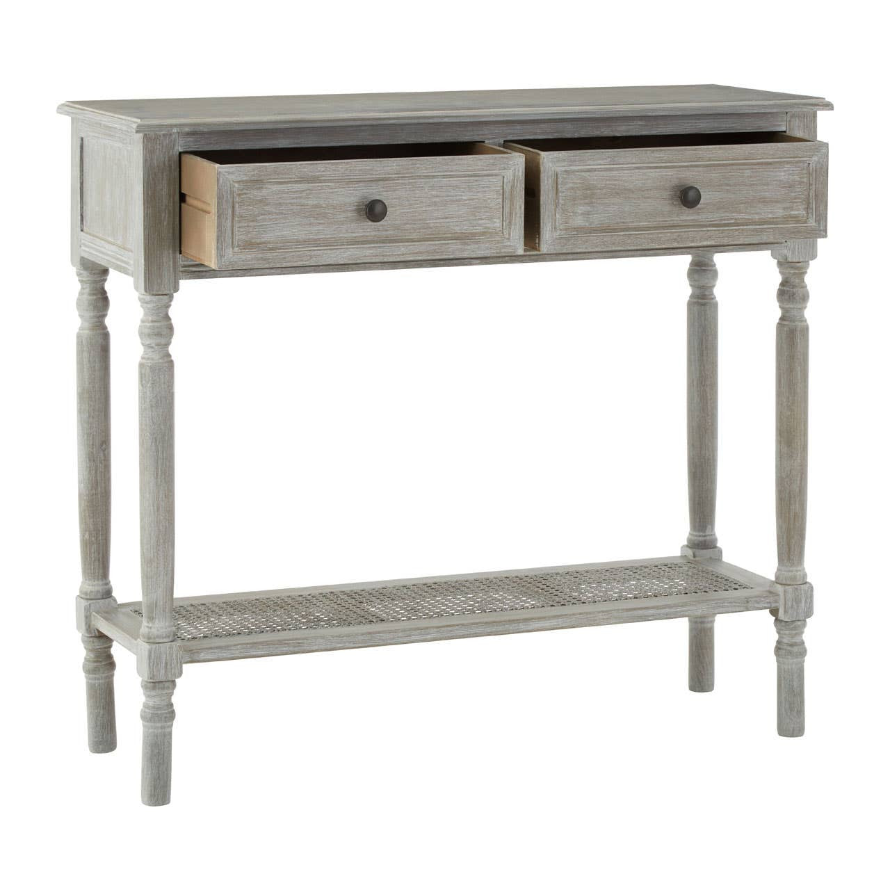 Heritage Two Drawer Grey Wash Rectangular Console Table