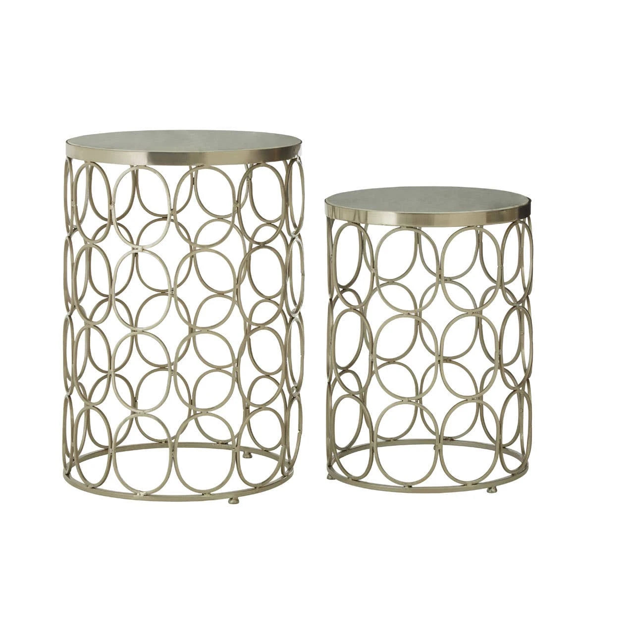 Templar Marble and Nickel Finish Set of 2 Side Tables