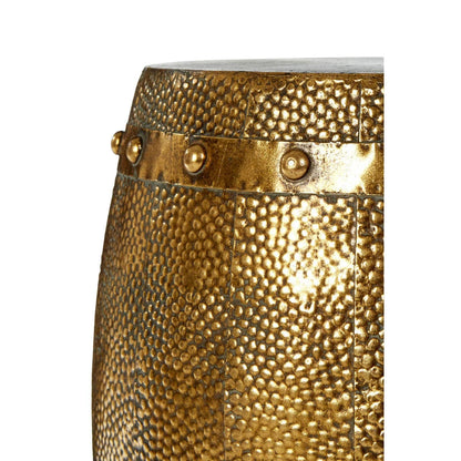Reza Set of 2 Hammered Drum Stools and Tables