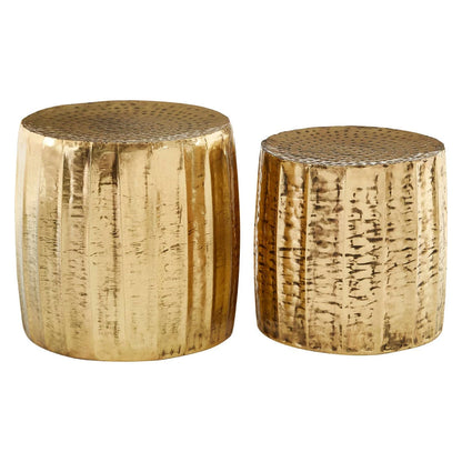 Templar Set of 2 Antique Brass Finish Side Tables and Stools