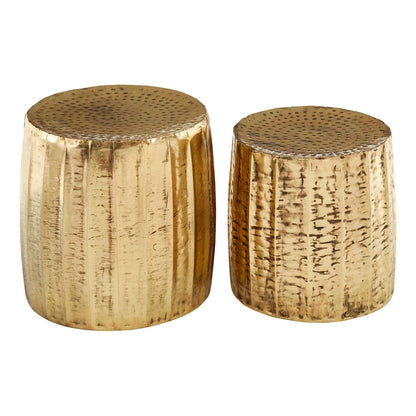 Templar Set of 2 Antique Brass Finish Side Tables and Stools