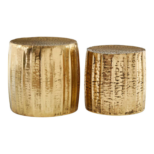 Templar Set of 2 Antique Brass Finish Side Tables and Stools
