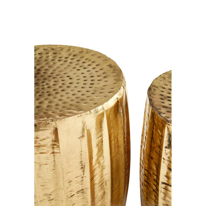 Templar Set of 2 Antique Brass Finish Side Tables and Stools