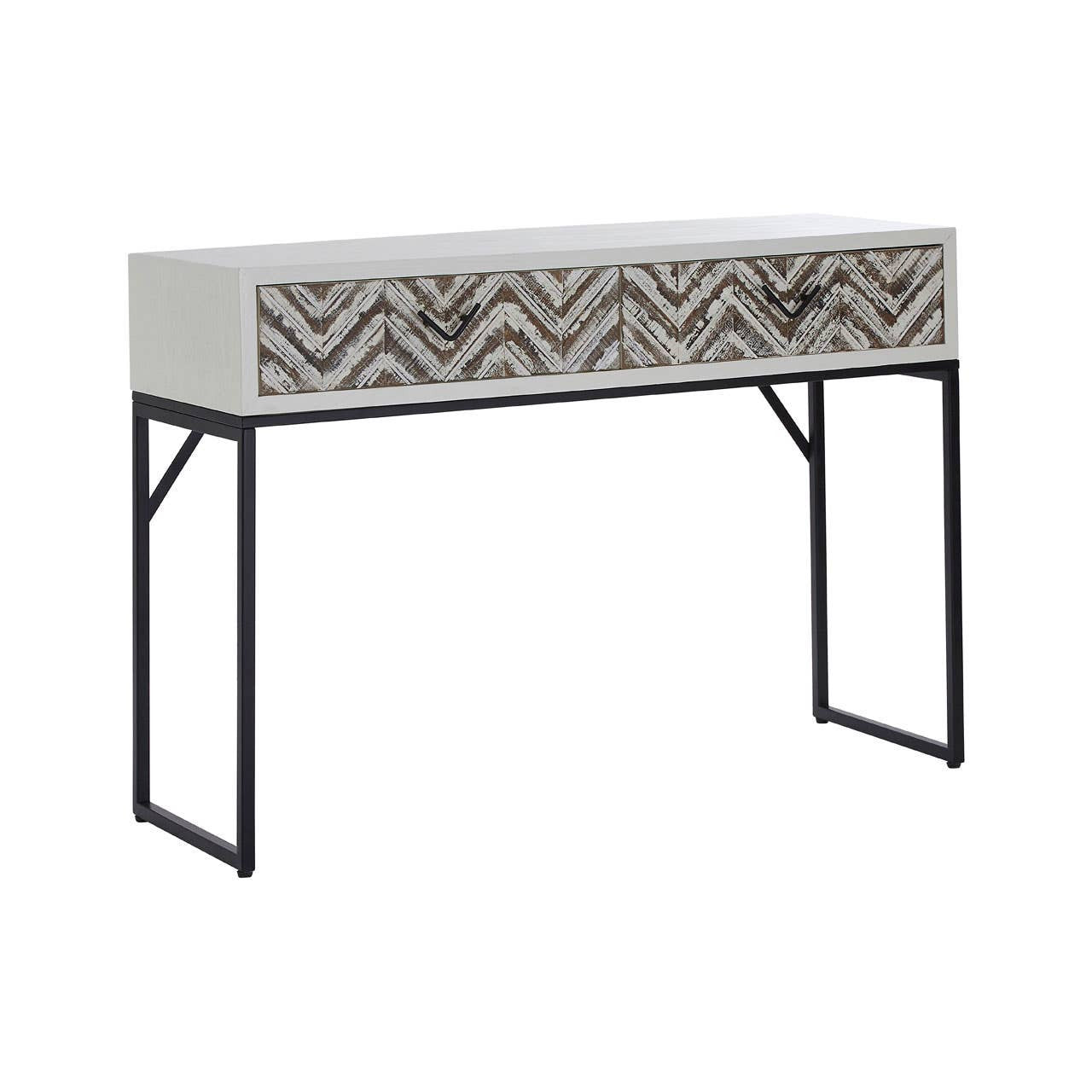 Lombok Rustic Chevron 2 Drawer Console Table