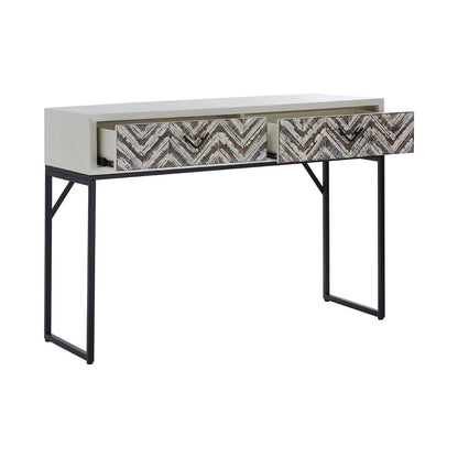Lombok Rustic Chevron 2 Drawer Console Table