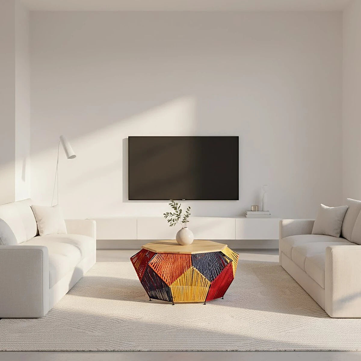 Fusion Multicoloured Woven Hexagon Coffee Table