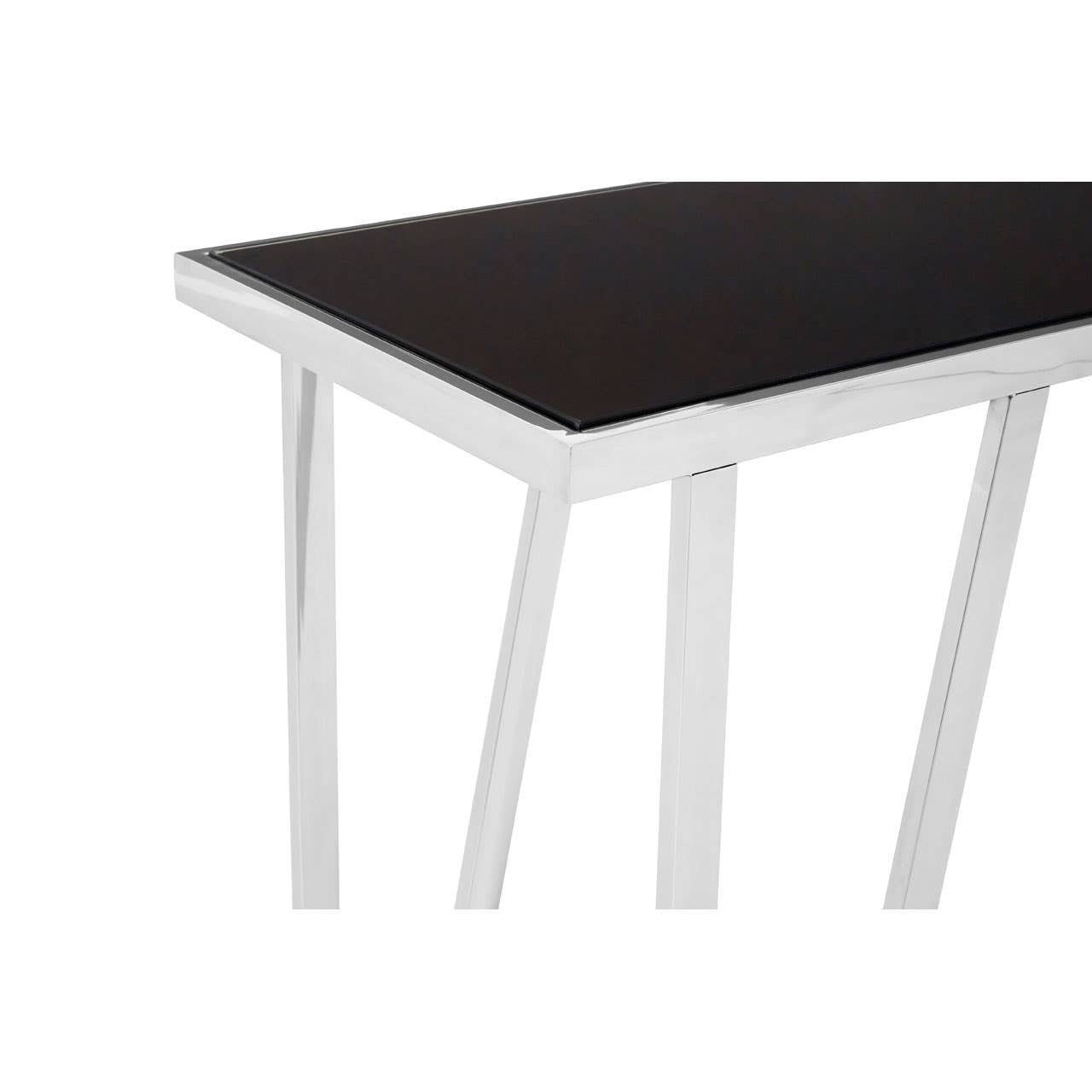 Ackley Silver Console Table With Black Glass
