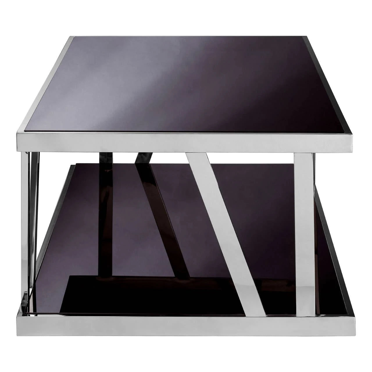Ackley Silver Coffee Table with Black Glass