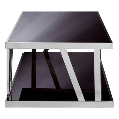 Ackley Silver Coffee Table with Black Glass