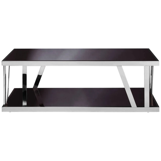 Ackley Silver Coffee Table with Black Glass