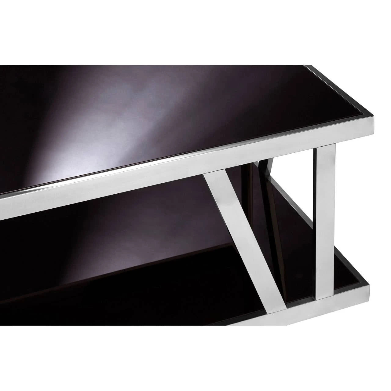 Ackley Silver Coffee Table with Black Glass