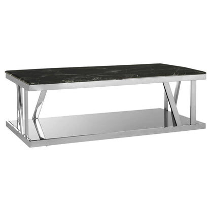 Ackley Silver Coffee Table with Marble Top