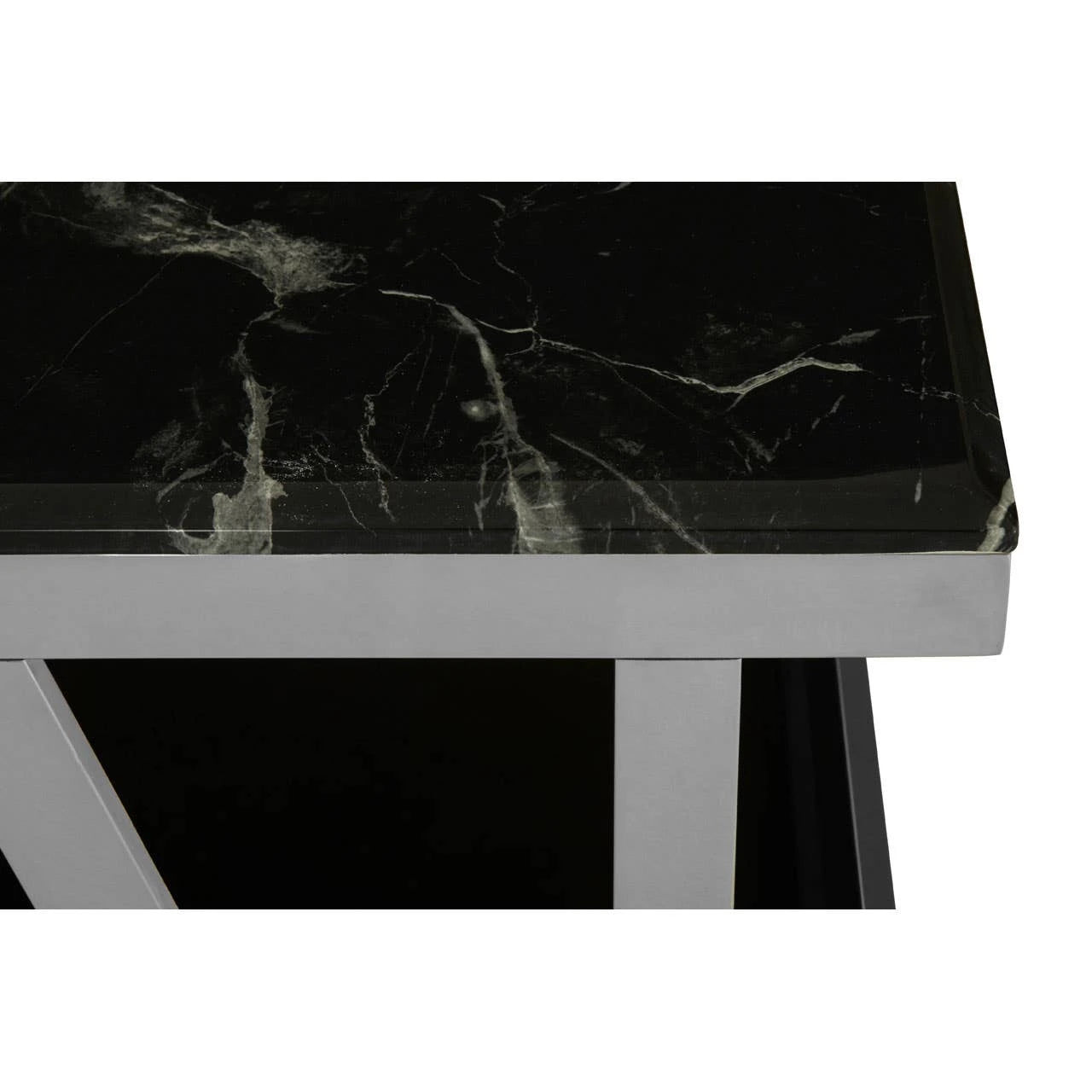Ackley Silver Coffee Table with Marble Top