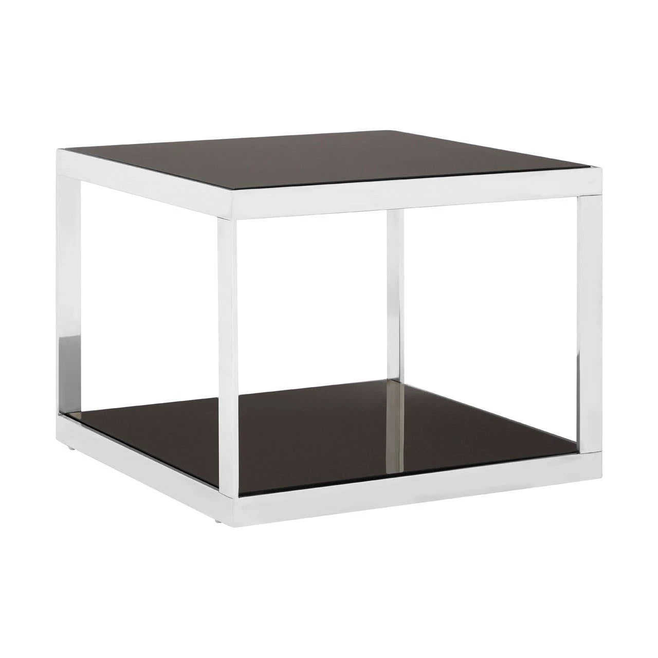 Ackley Silver Square Coffee Table with Black Glass