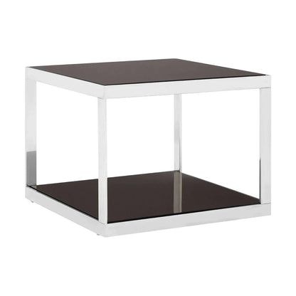 Ackley Silver Square Coffee Table with Black Glass