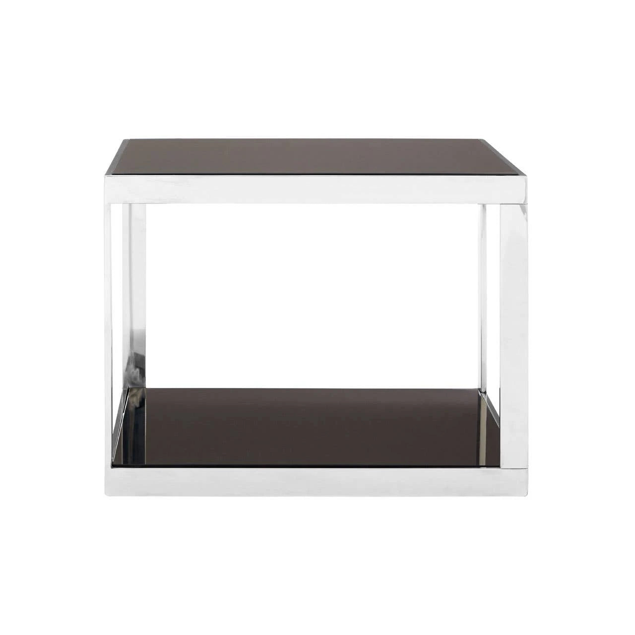 Ackley Silver Square Coffee Table with Black Glass