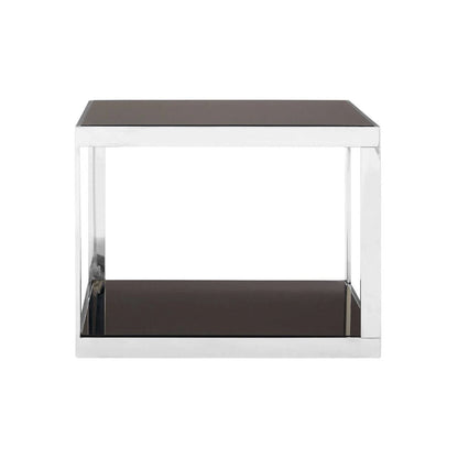 Ackley Silver Square Coffee Table with Black Glass