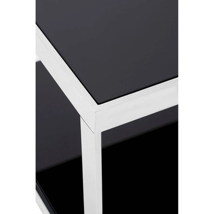 Ackley Silver Square Coffee Table with Black Glass