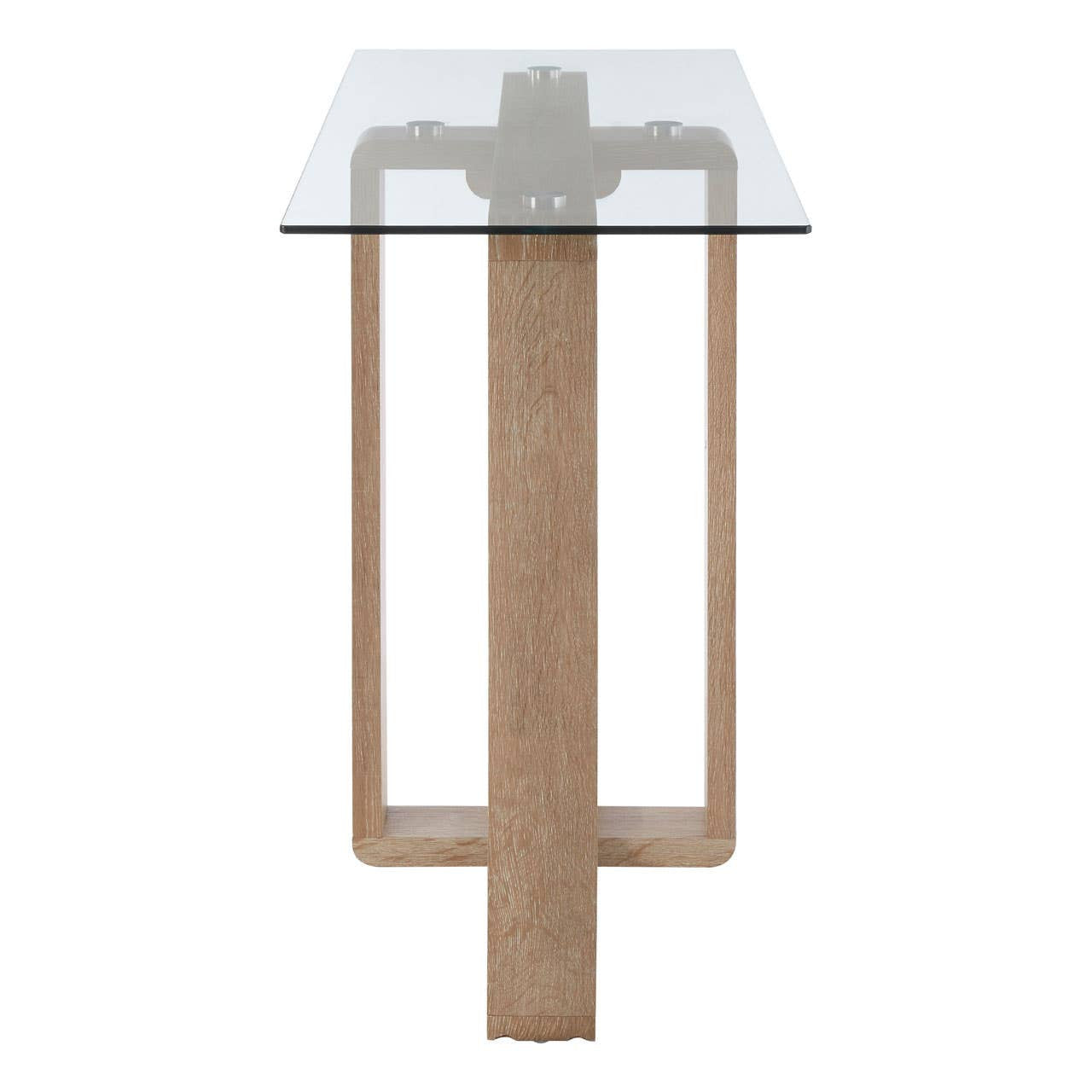 Barton Glass Console Table with Wood Effect Legs