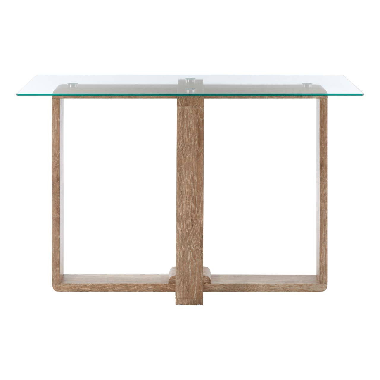 Barton Glass Console Table with Wood Effect Legs