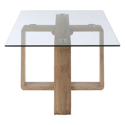 Barton Glass Coffee Table with Wood Effect Legs