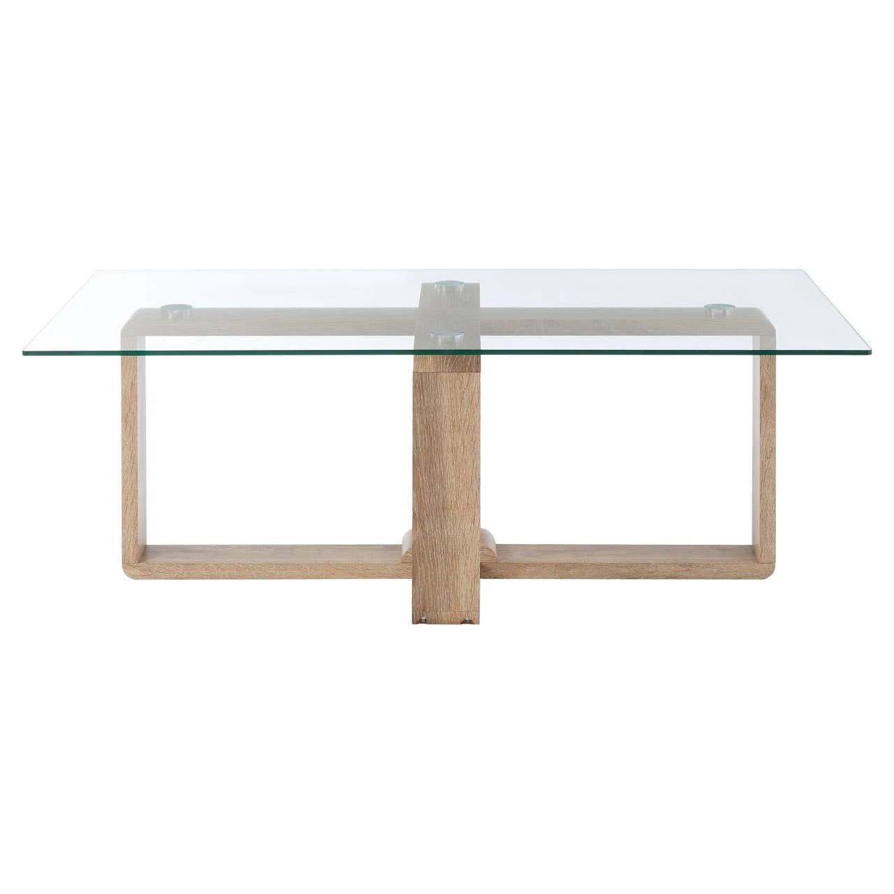 Barton Glass Coffee Table with Wood Effect Legs