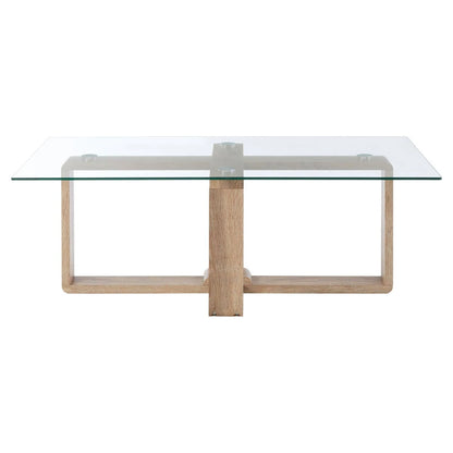 Barton Glass Coffee Table with Wood Effect Legs