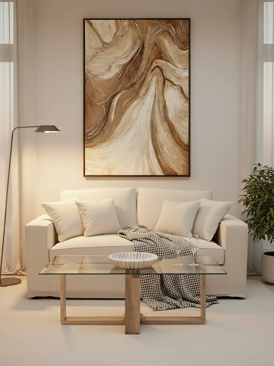 Barton Glass Coffee Table with Wood Effect Legs