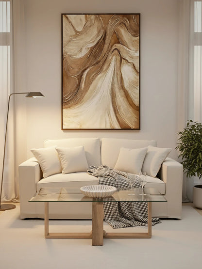 Barton Glass Coffee Table with Wood Effect Legs
