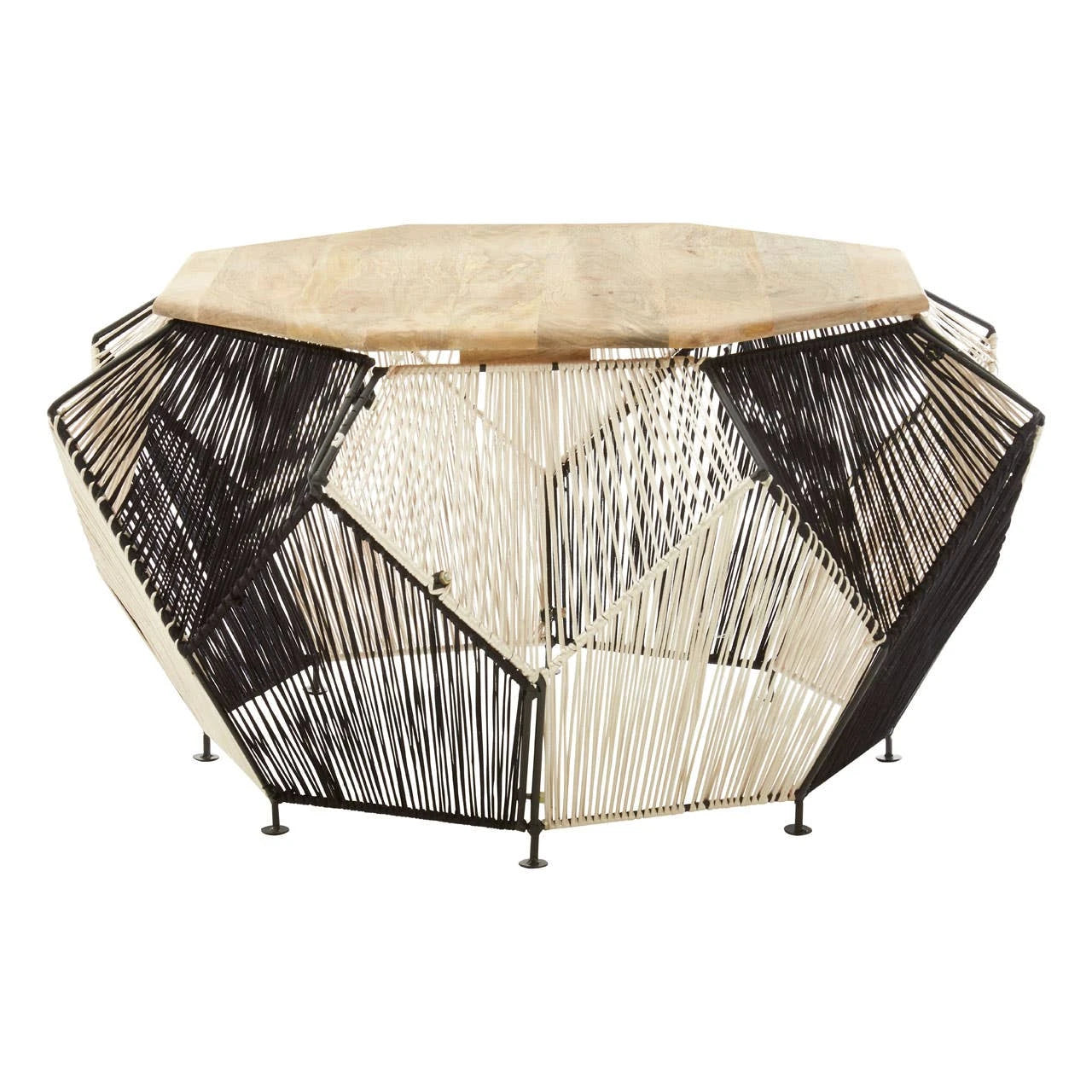 Fusion Black And Silver Woven Hexagon Coffee Table