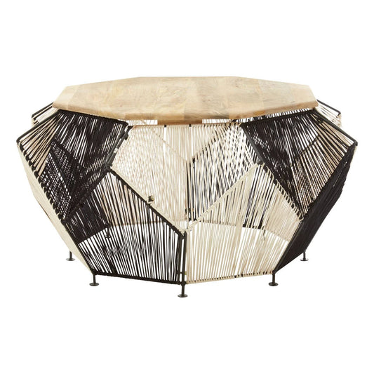 Fusion Black And Silver Woven Hexagon Coffee Table
