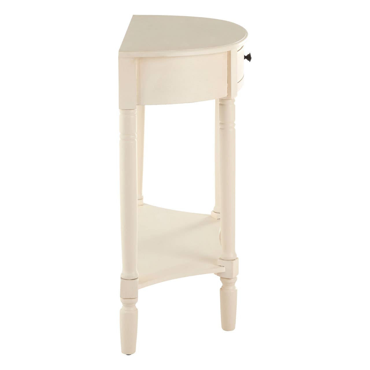 Heritage Ivory Pine Wood Half Moon Console Table with 1 Drawer
