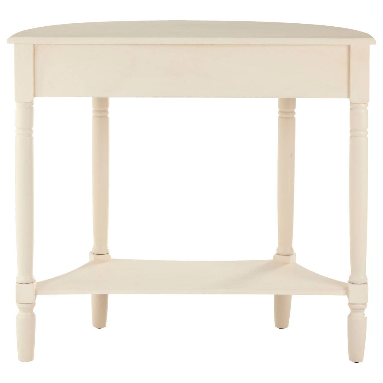 Heritage Ivory Pine Wood Half Moon Console Table with 1 Drawer