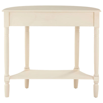 Heritage Ivory Pine Wood Half Moon Console Table with 1 Drawer
