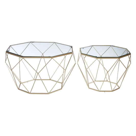Arcana Gold Finish Geomeric Design Set Of 2 Tables