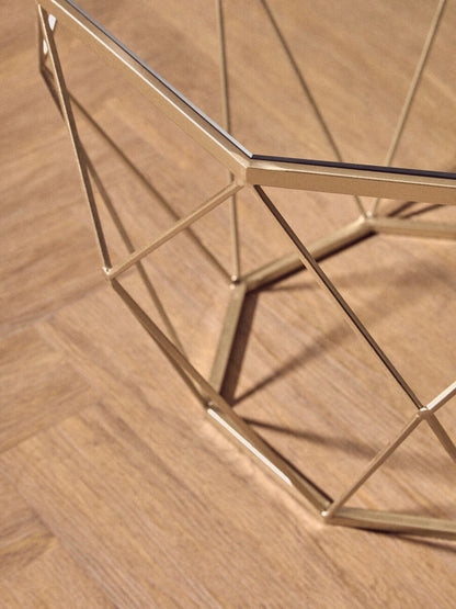 Arcana Gold Finish Geomeric Design Set Of 2 Tables