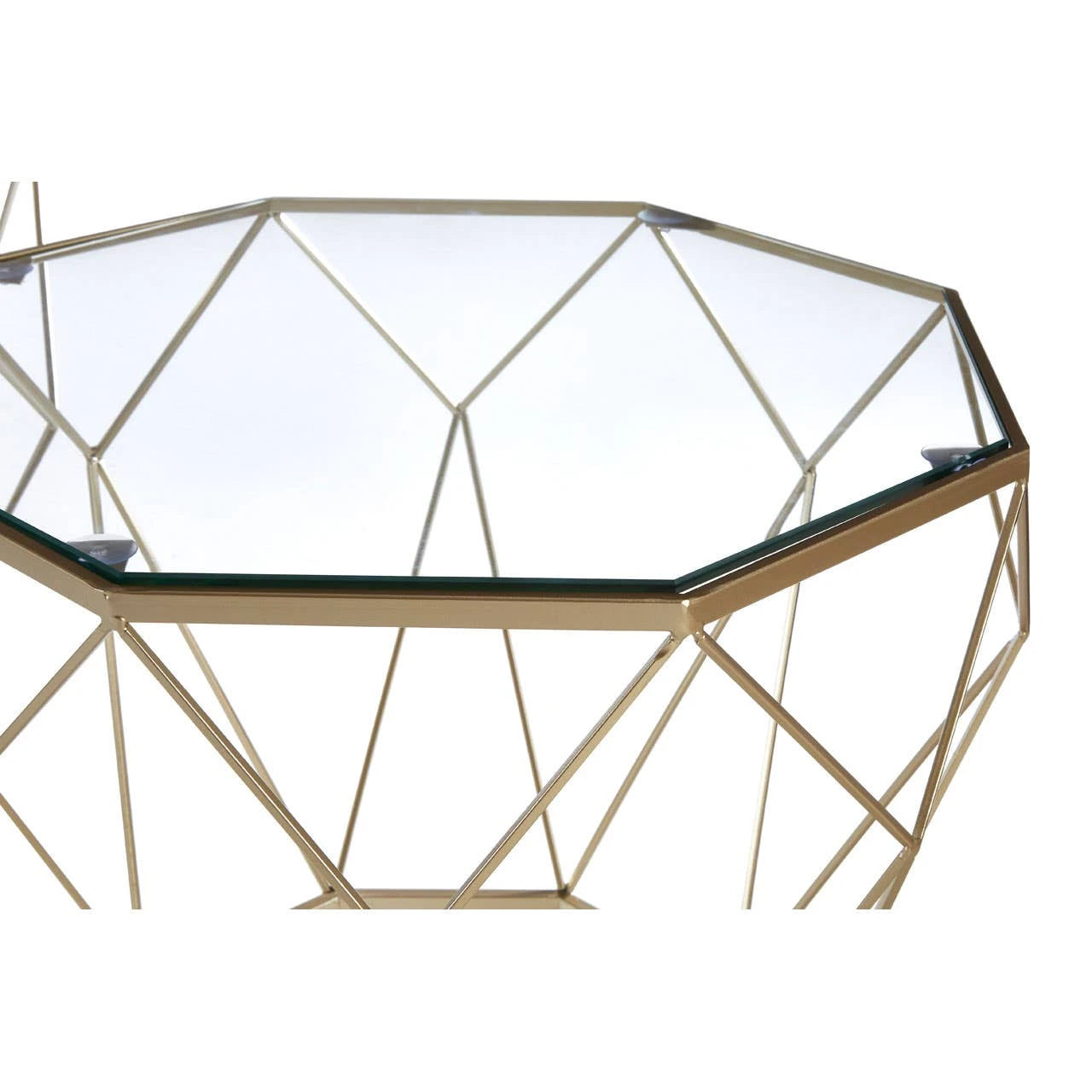 Arcana Gold Finish Geomeric Design Set Of 2 Tables