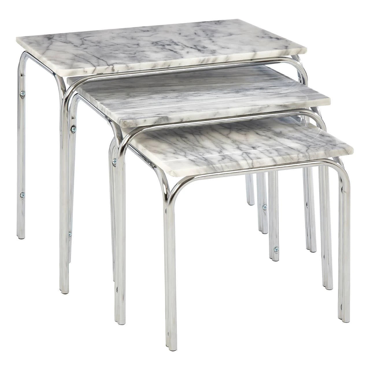 Fulton Marble Nest Of 3 Tables With Chrome Base