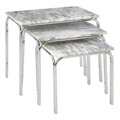 Fulton Marble Nest Of 3 Tables With Chrome Base
