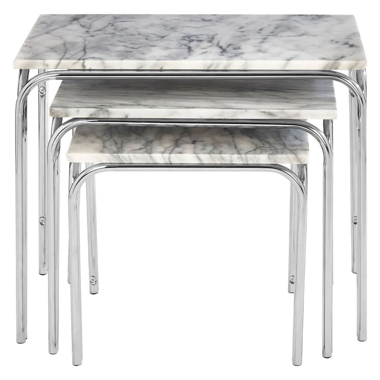 Fulton Marble Nest Of 3 Tables With Chrome Base
